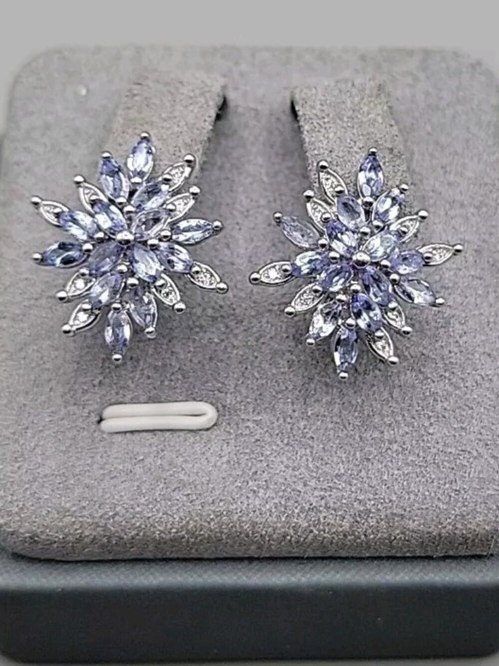 Sterling Silver Purple Tanzanite Starburst Post Earrings 925 Pierced Ears